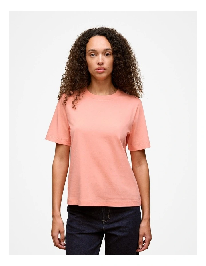 Australian Cotton Crew T-shirt in Peach Pink image 1