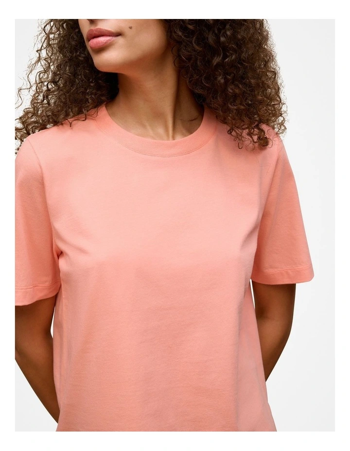 Australian Cotton Crew T-shirt in Peach Pink image 3