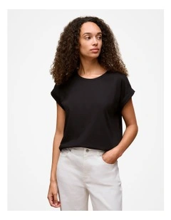 Australian Cotton Cuff Sleeve T-shirt in Black
