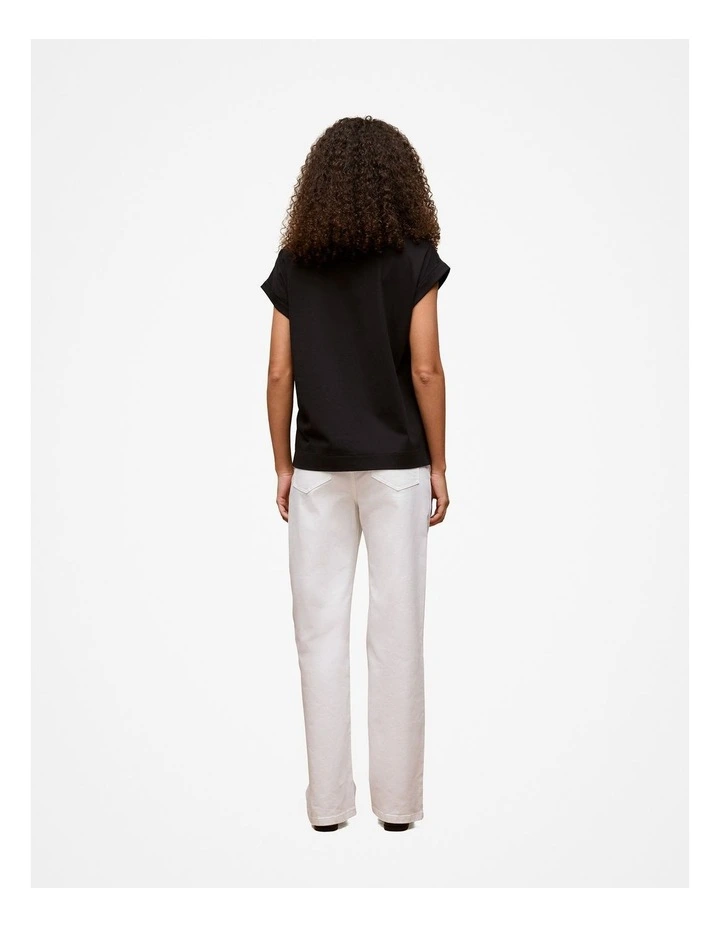 Australian Cotton Cuff Sleeve T-shirt in Black image 4