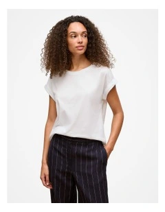 Australian Cotton Cuff Sleeve T-shirt in White