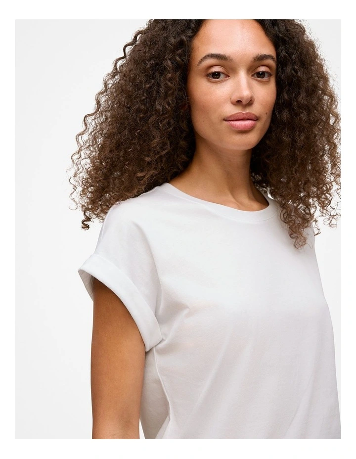 Australian Cotton Cuff Sleeve T-shirt in White image 3