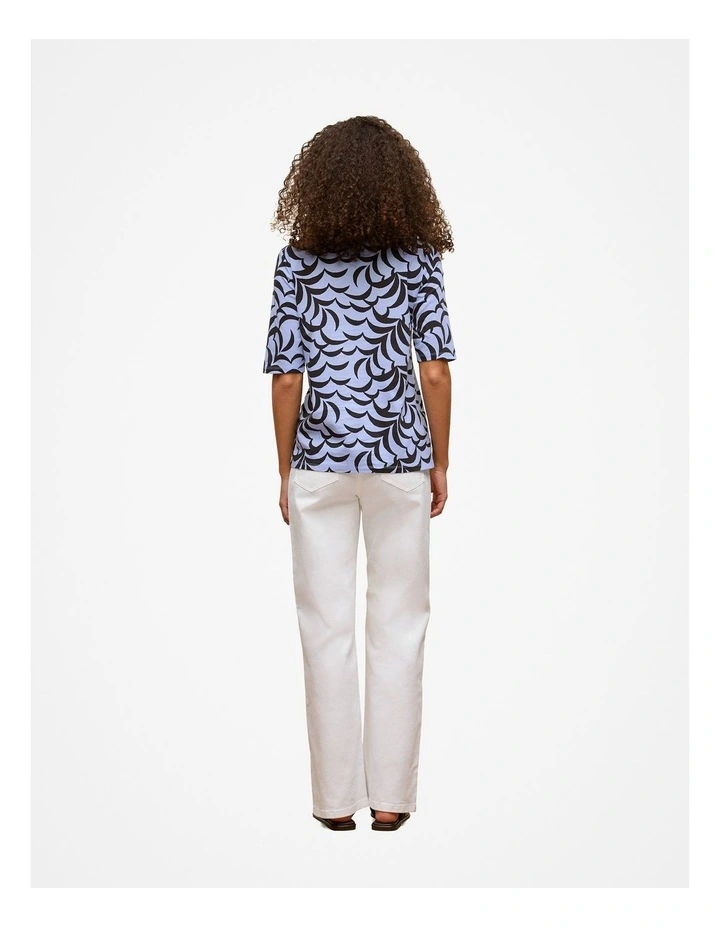 Fern Leaf Australian Cotton Half Sleeve T-shirt in Dove Blue image 5