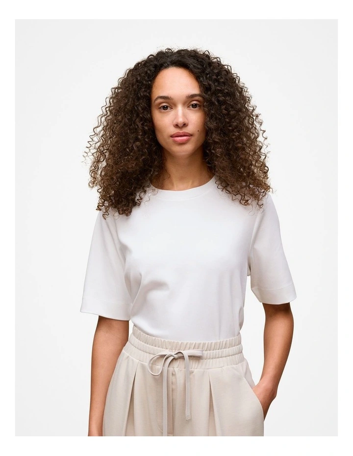 Modal Cotton Boxy Crew T-shirt in White image 1