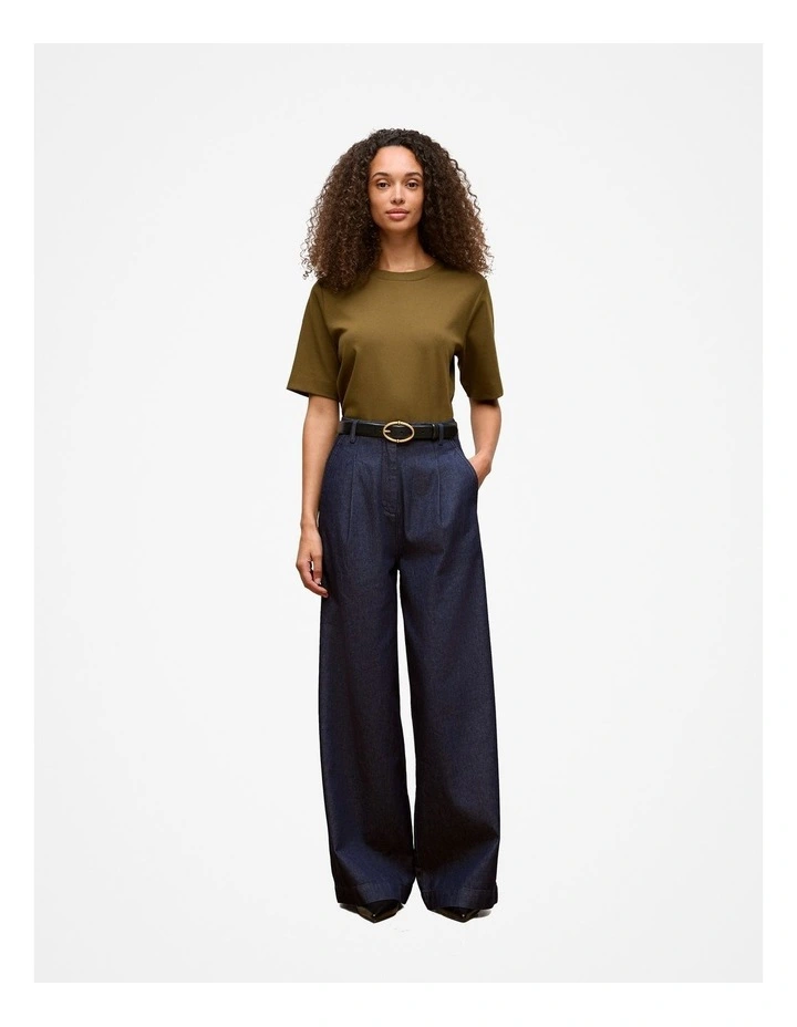 Modal Cotton Boxy Crew T-shirt in Dark Khaki image 2