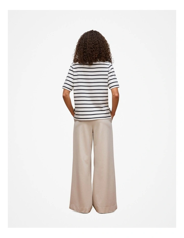 Modal Cotton Stripe Boxy Crew T-shirt in White image 5