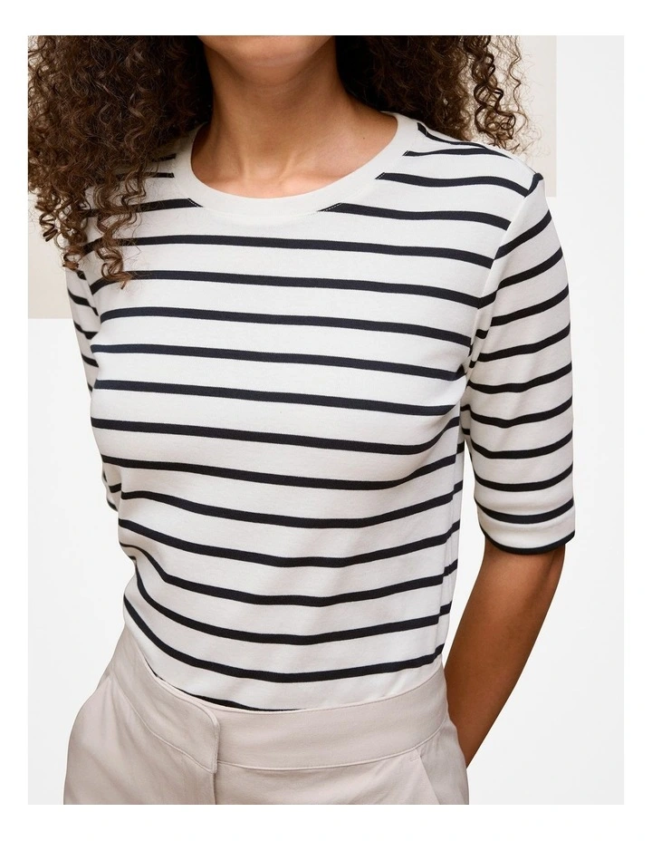 Australian Cotton Stripe Half Sleeve T-shirt in Night Sky image 3