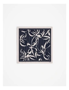 Floral Stripe Silk Twill Neckerchief in Night Sky