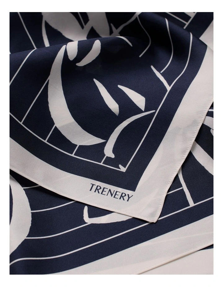 Floral Stripe Silk Twill Neckerchief in Night Sky image 3