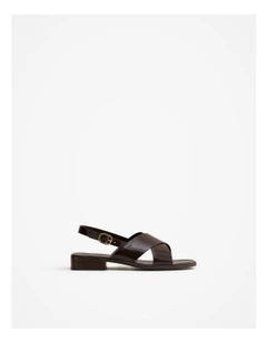 Ingrid Cross Strap Sandal in Chocolate