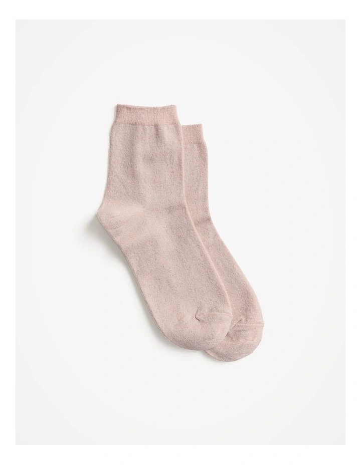 Metallic Rib 1/4 Crew Socks in Pink image 1