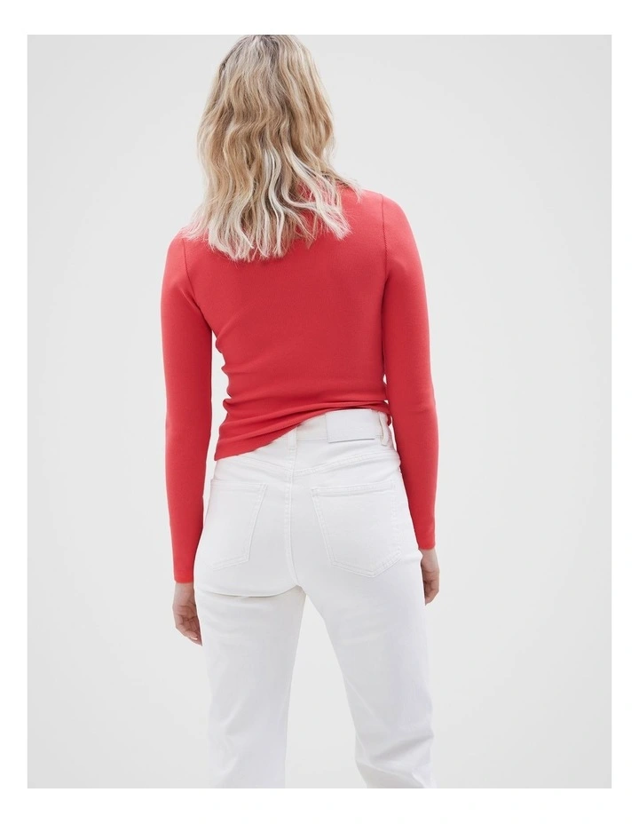 Cut Out Rib Top in Hibiscus Red image 3