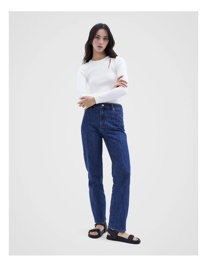 Cut Out Rib Top in White image 2