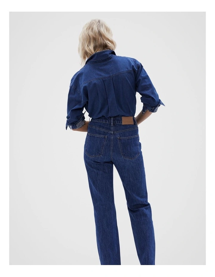 Denim Button Through Shirt in Dark Vintage image 3