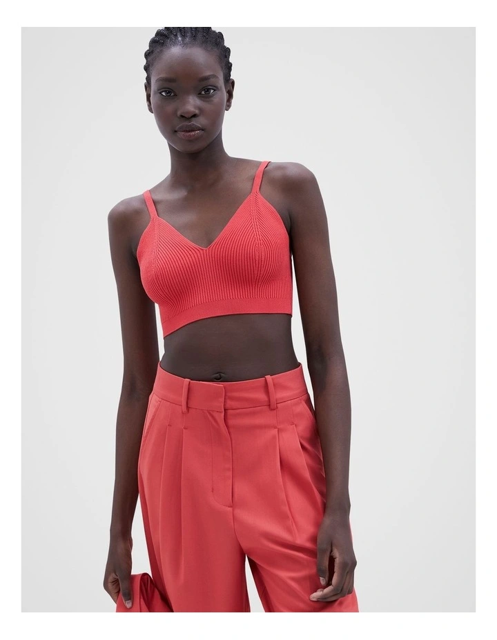 Knitted Bralet in Hibiscus Red image 1