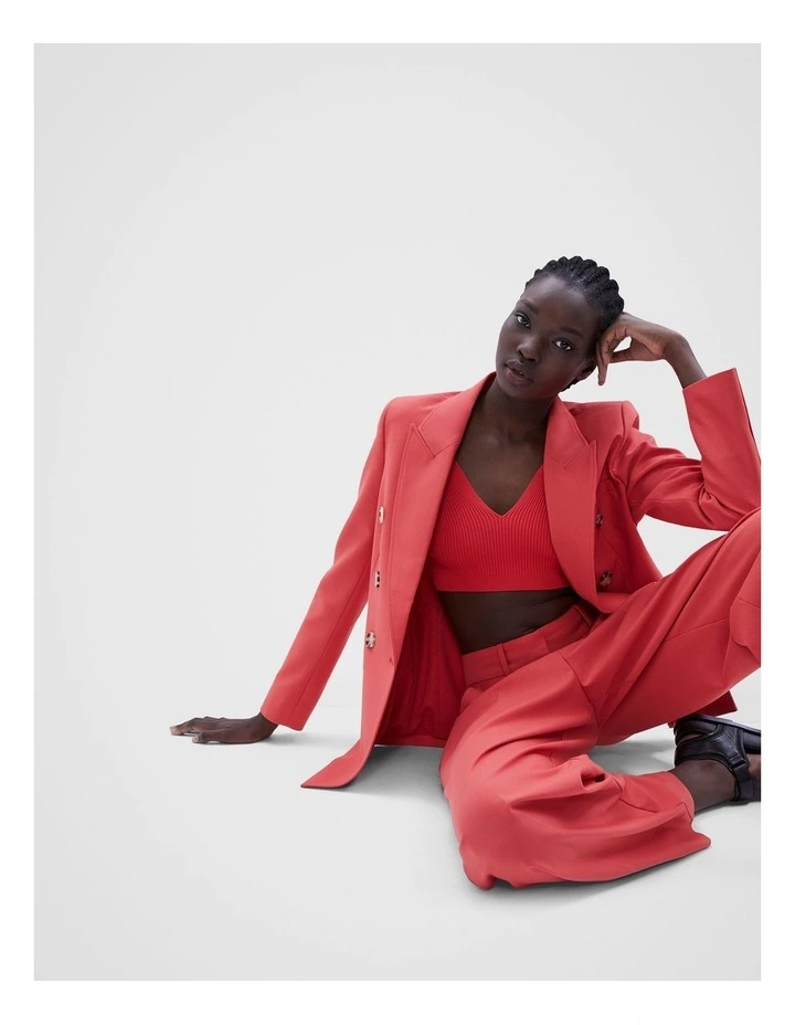 Knitted Bralet in Hibiscus Red image 2