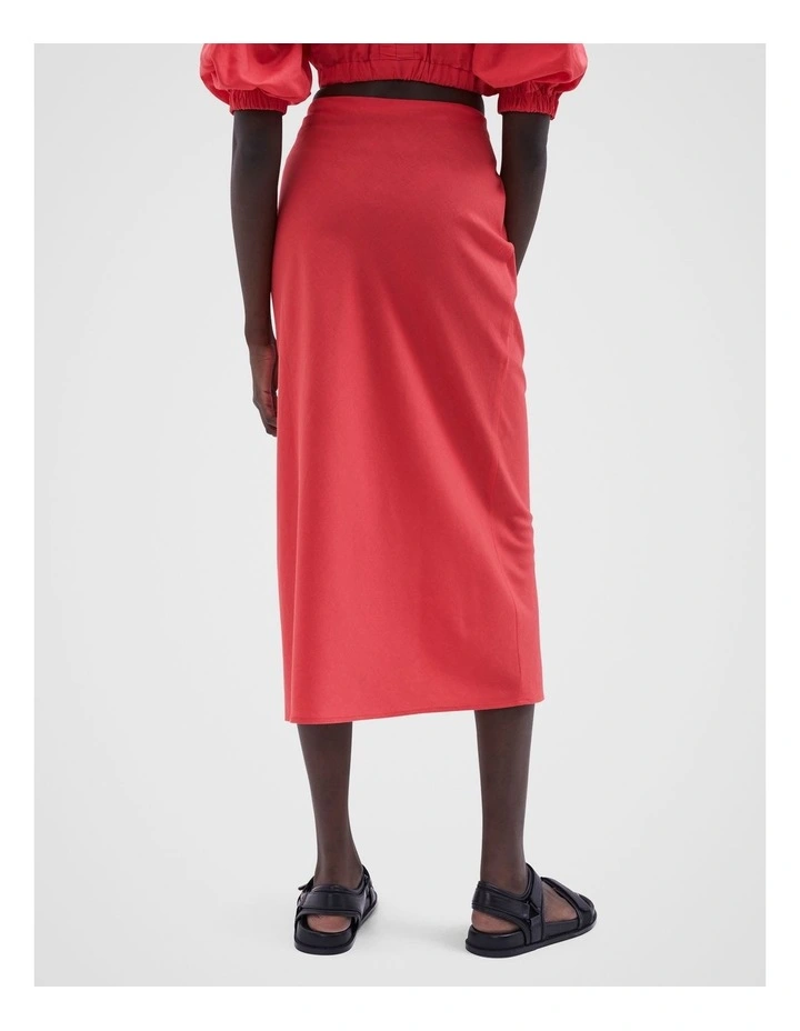 Linen Slip Skirt in Hibiscus Red image 3
