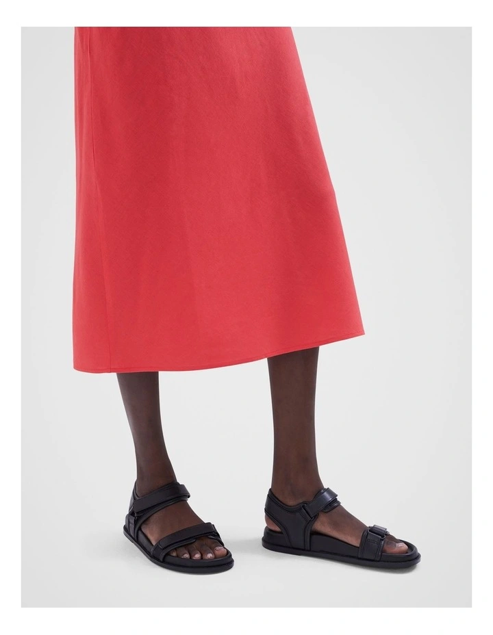 Linen Slip Skirt in Hibiscus Red image 4