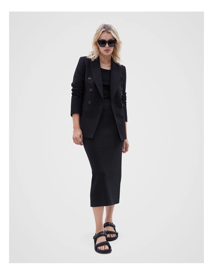 Rib Knitted Skirt in Black image 2