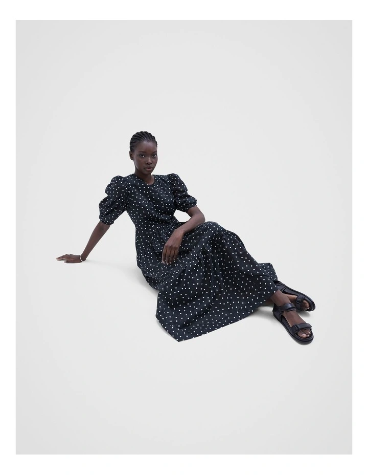 Spot Cut Out Midi Dress in Black Ecru Spot image 2