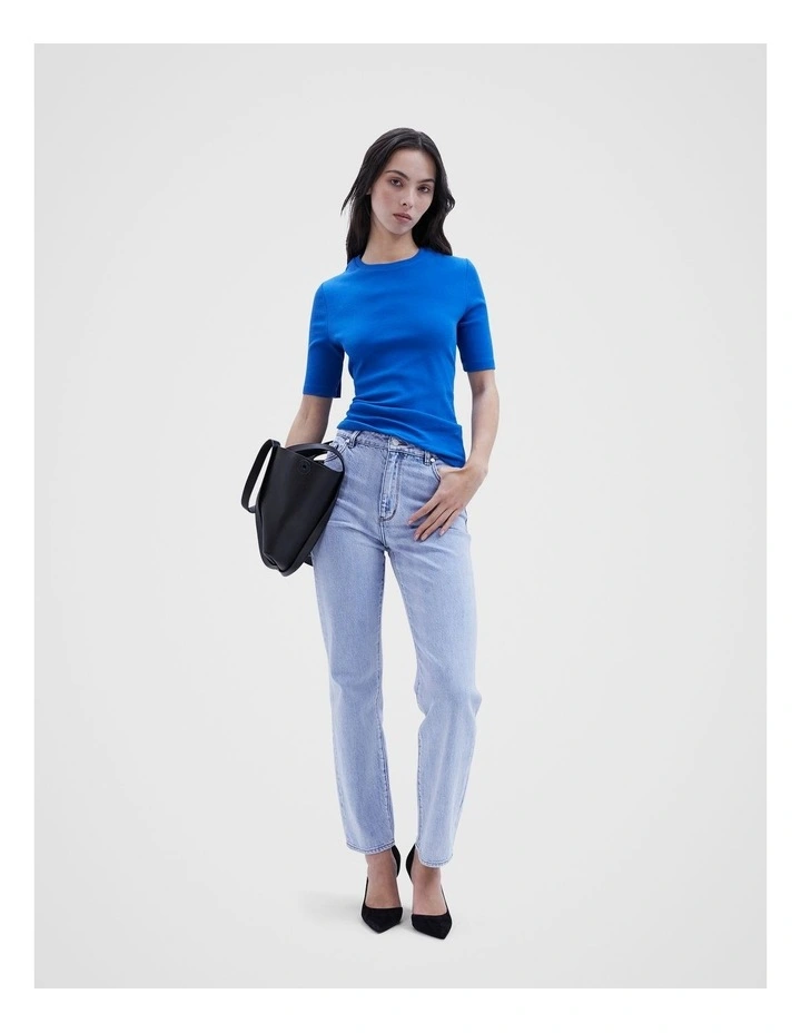 The Essential Ribbed Tee in Cobalt Blue image 2