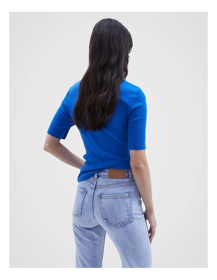 The Essential Ribbed Tee in Cobalt Blue image 3