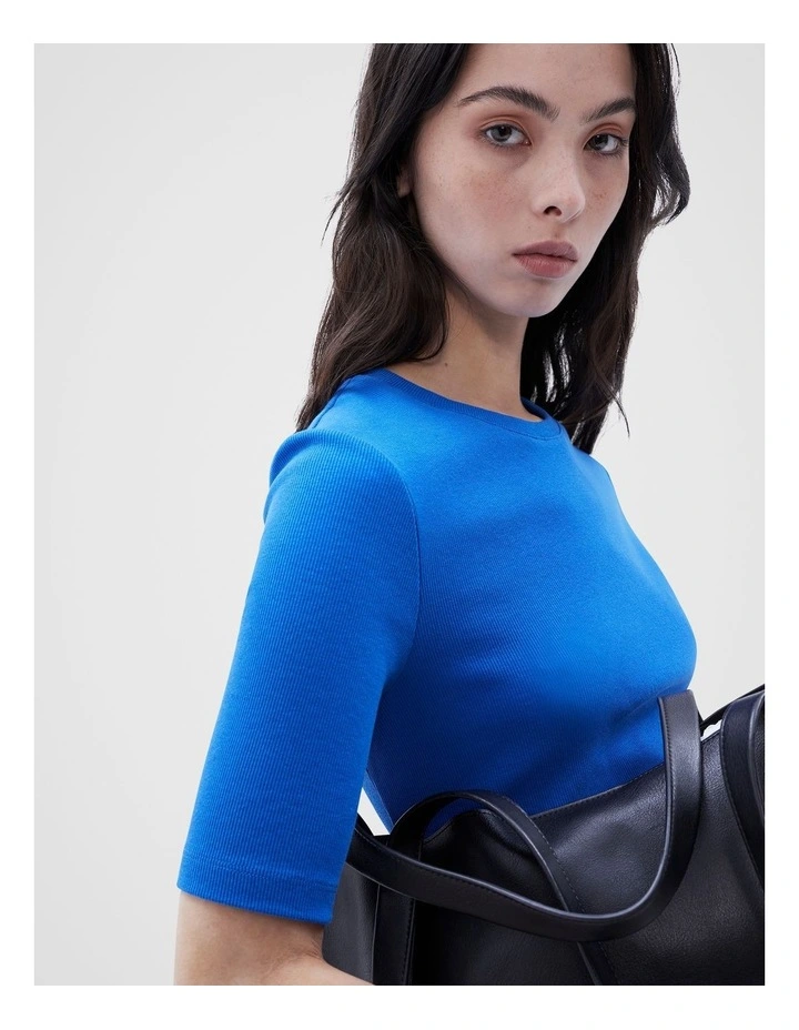 The Essential Ribbed Tee in Cobalt Blue image 4