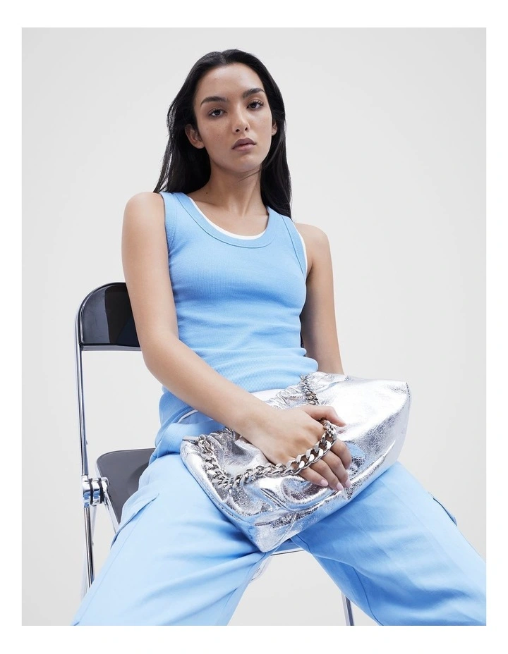 Estella Metallic Clutch in Silver image 2