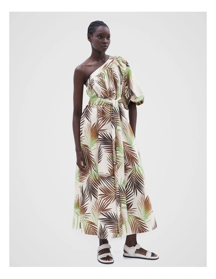 One Shoulder Midi Dress in Assorted image 1