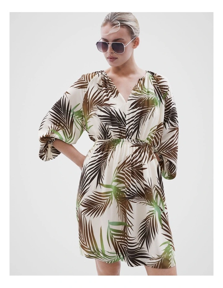 Palm Print Dress in Assorted image 1