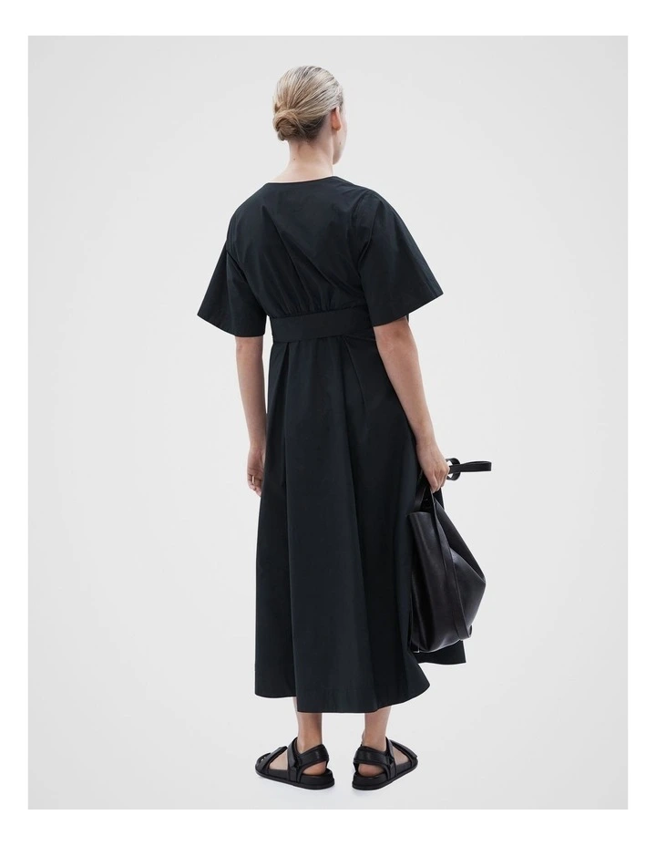 Flutter Sleeve Midi Dress in Black image 3