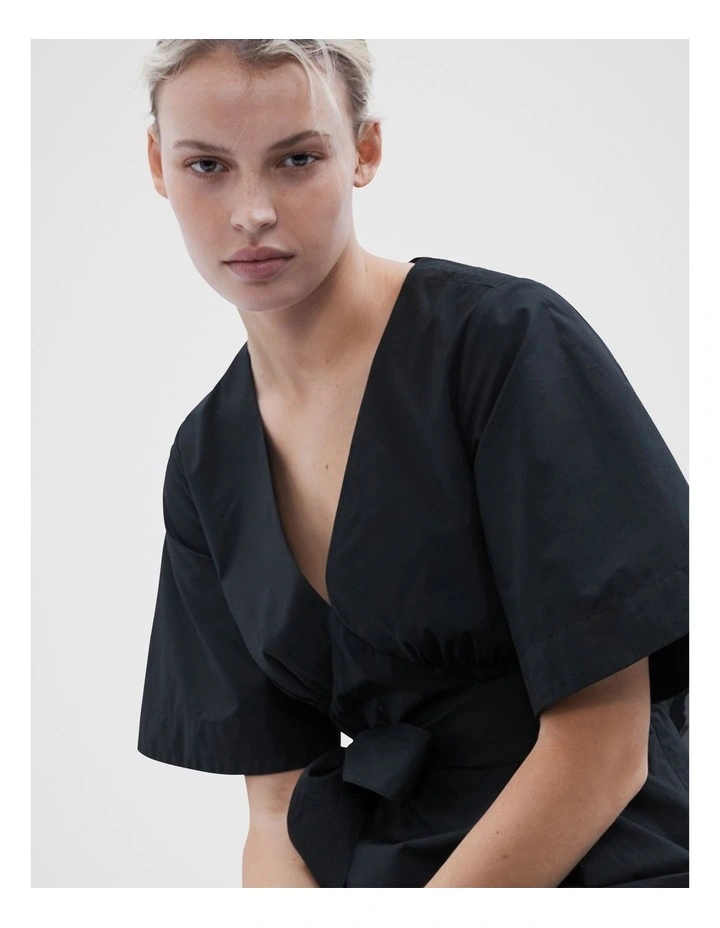 Flutter Sleeve Midi Dress in Black image 4