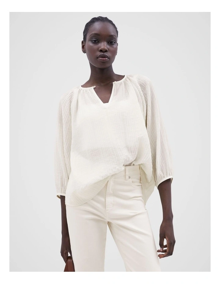 Popover Textured Shirt in Ecru image 1