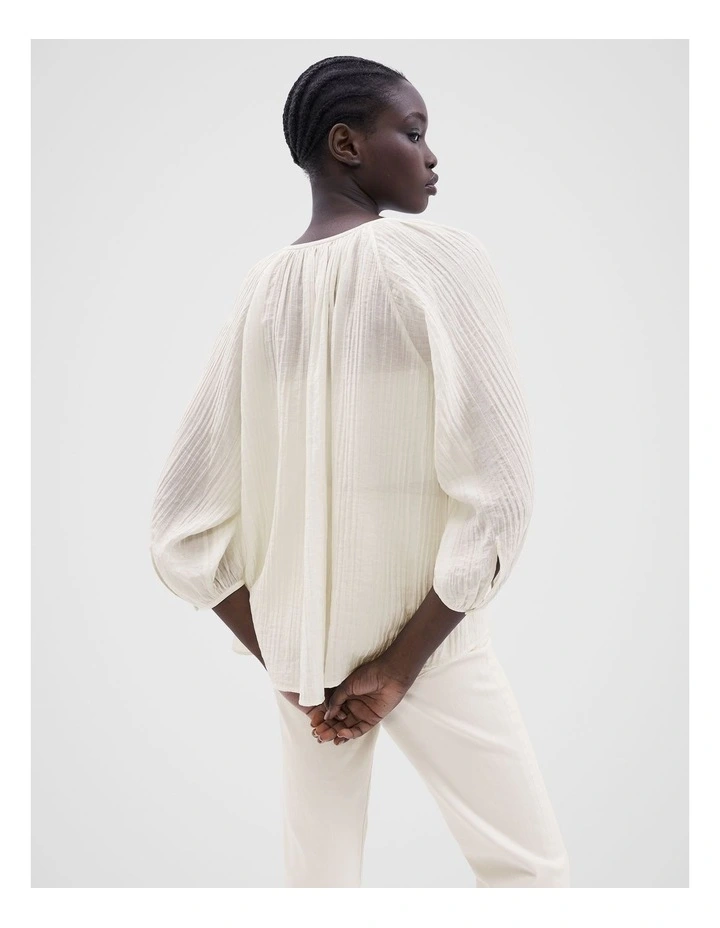 Popover Textured Shirt in Ecru image 3