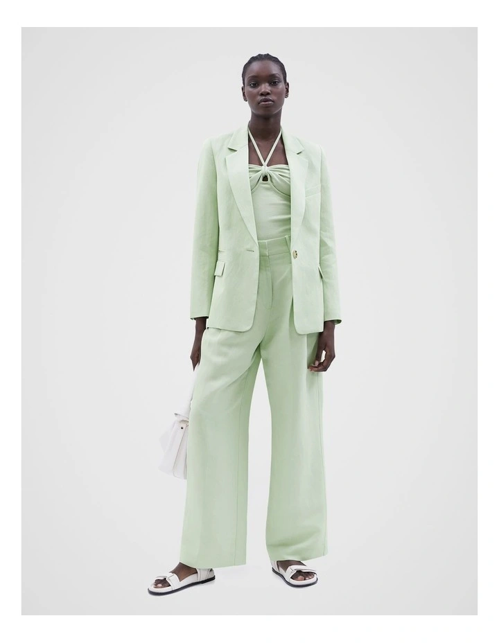 Tailored Linen Blend Blazer in Mint image 2