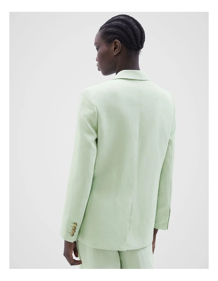 Tailored Linen Blend Blazer in Mint image 3