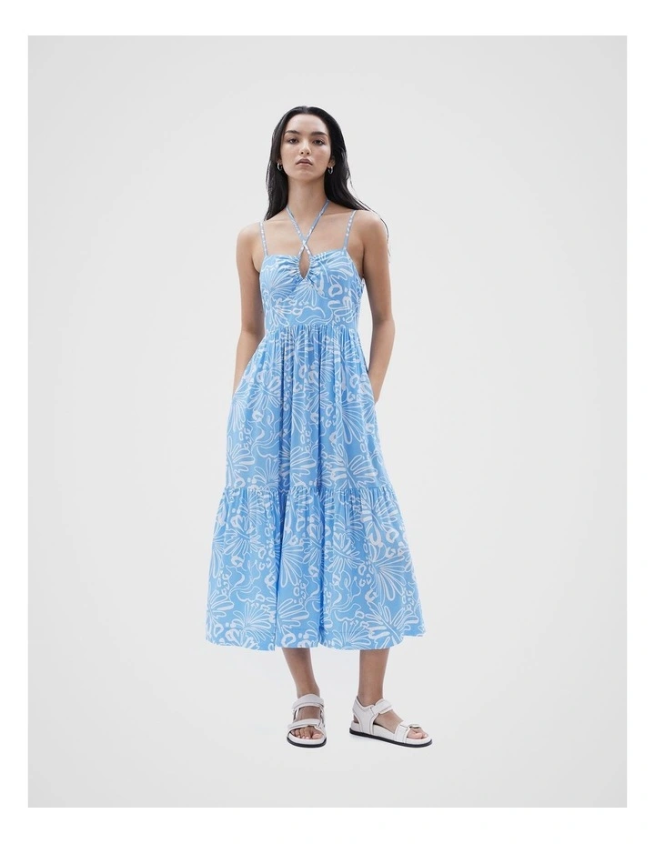 Floral Halter Neck Dress in Blue image 1
