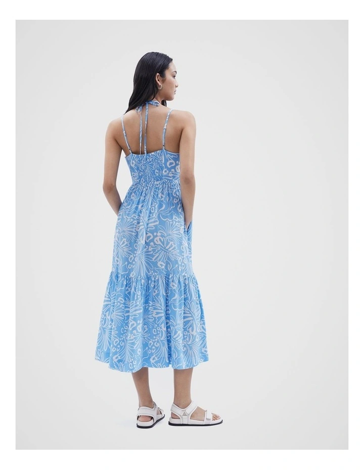 Floral Halter Neck Dress in Blue image 3