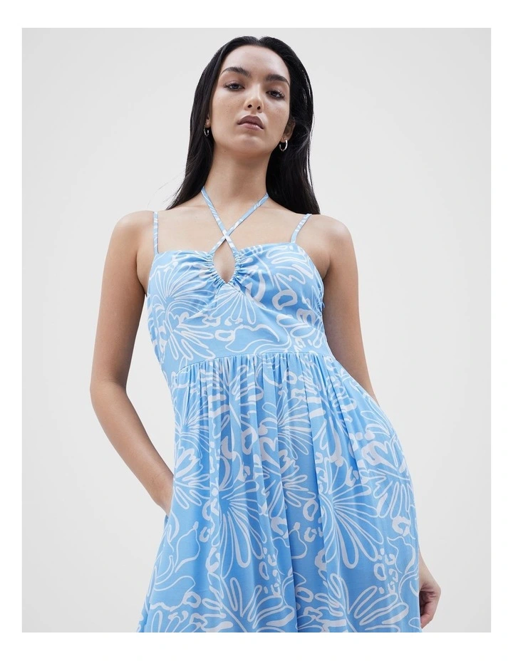 Floral Halter Neck Dress in Blue image 5