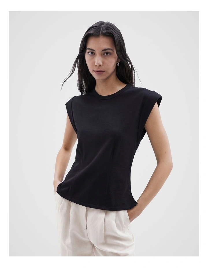 Rolled Sleeve Tee in Black image 1