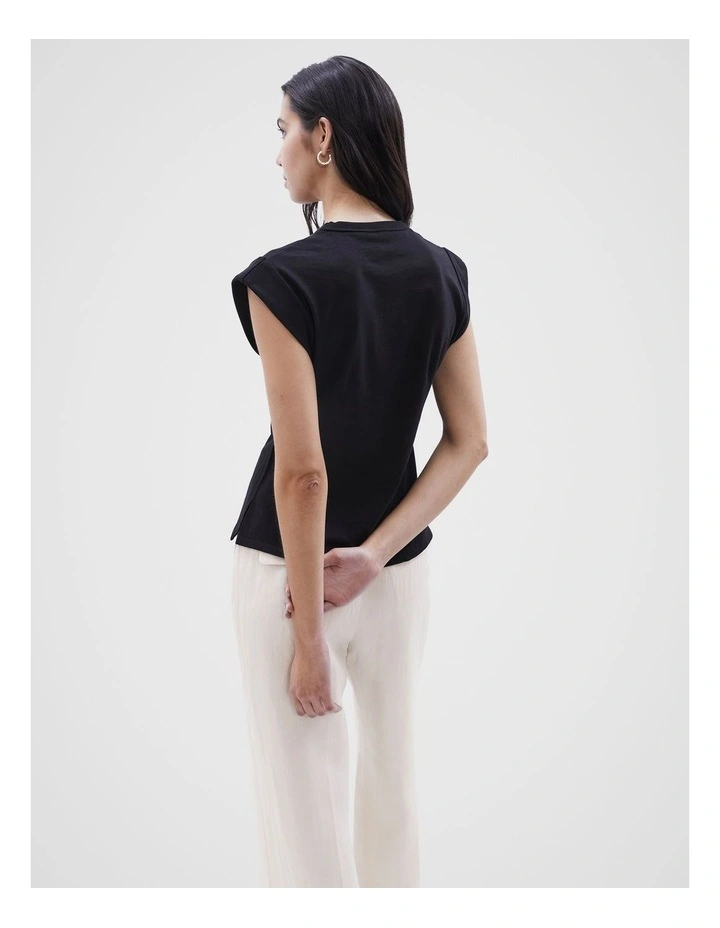 Rolled Sleeve Tee in Black image 3