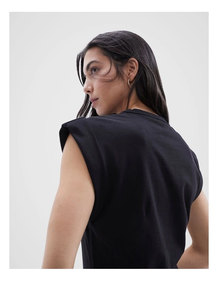 Rolled Sleeve Tee in Black image 4