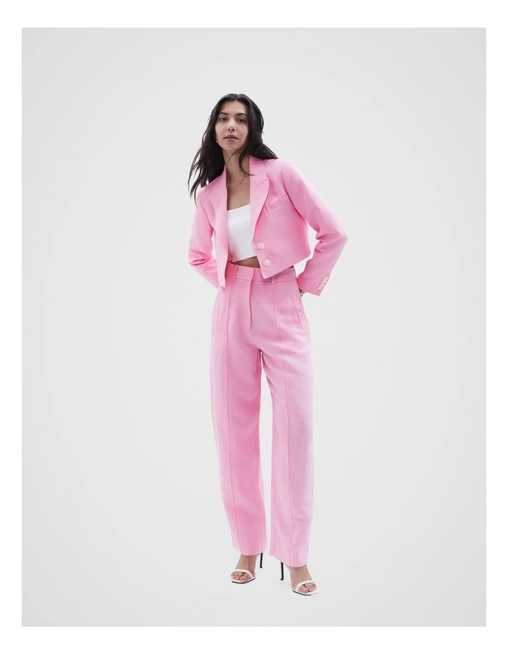 Cropped Tailored Blazer in Hot Pink image 2