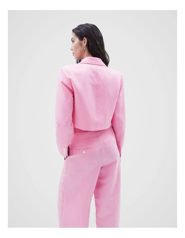 Cropped Tailored Blazer in Hot Pink image 3