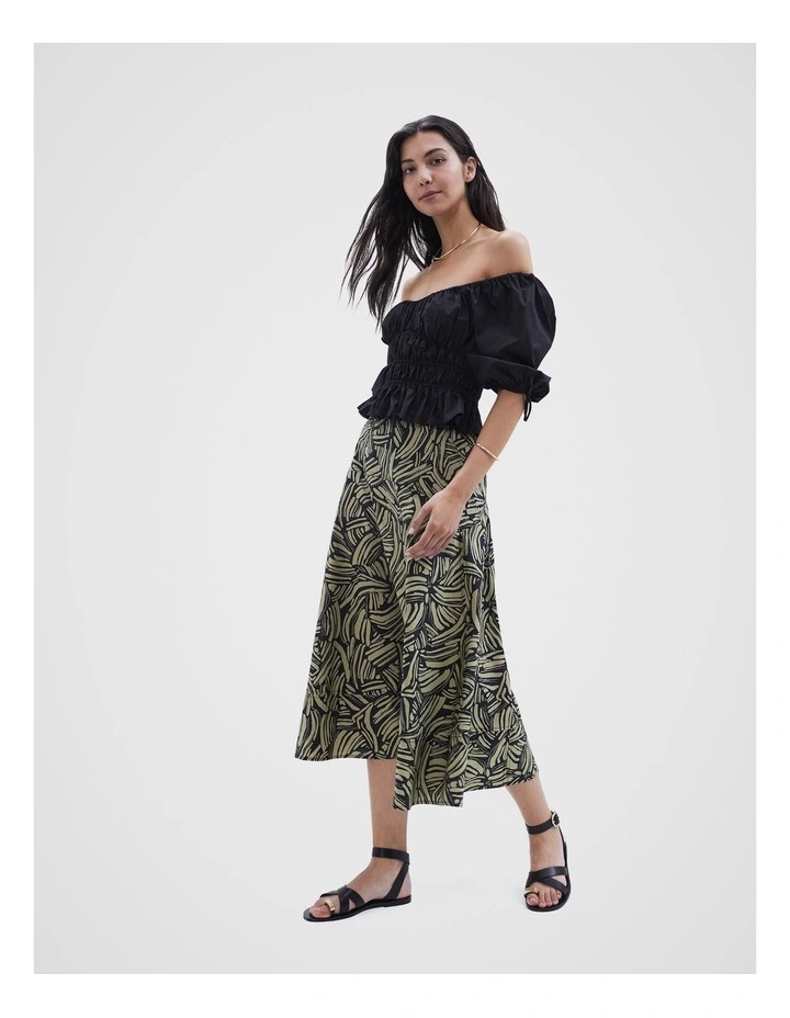 Cotton Gathered Top in Black image 2