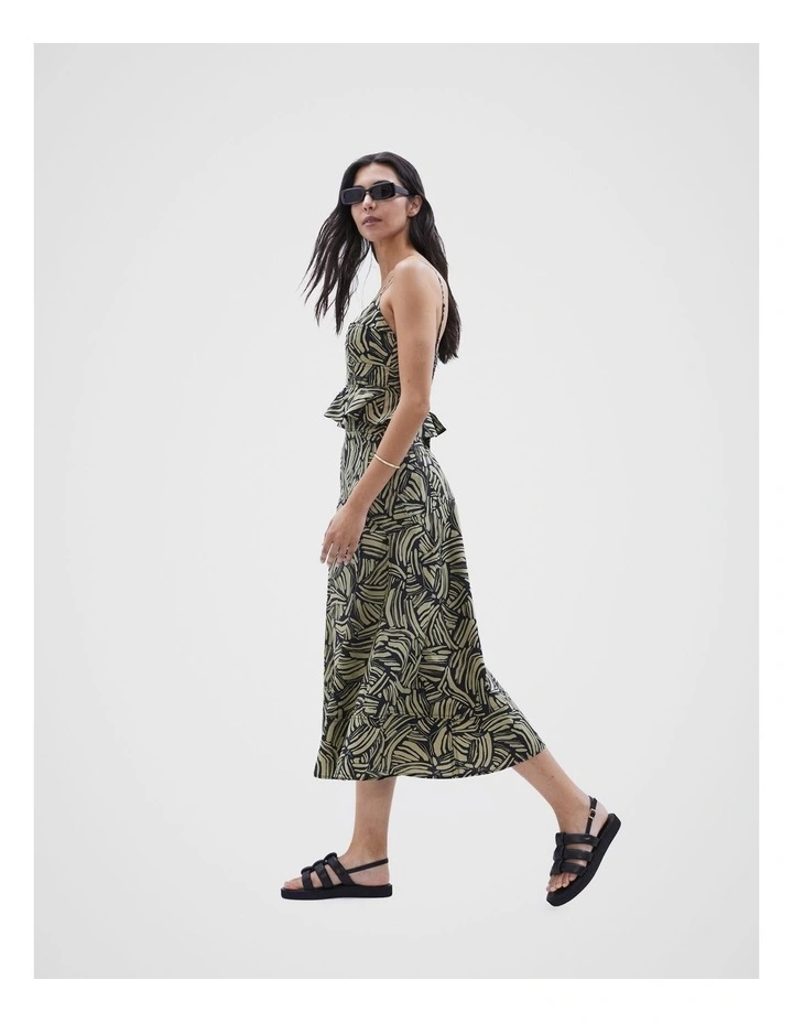 Abstract Print Midi Skirt in Black Pattern image 5