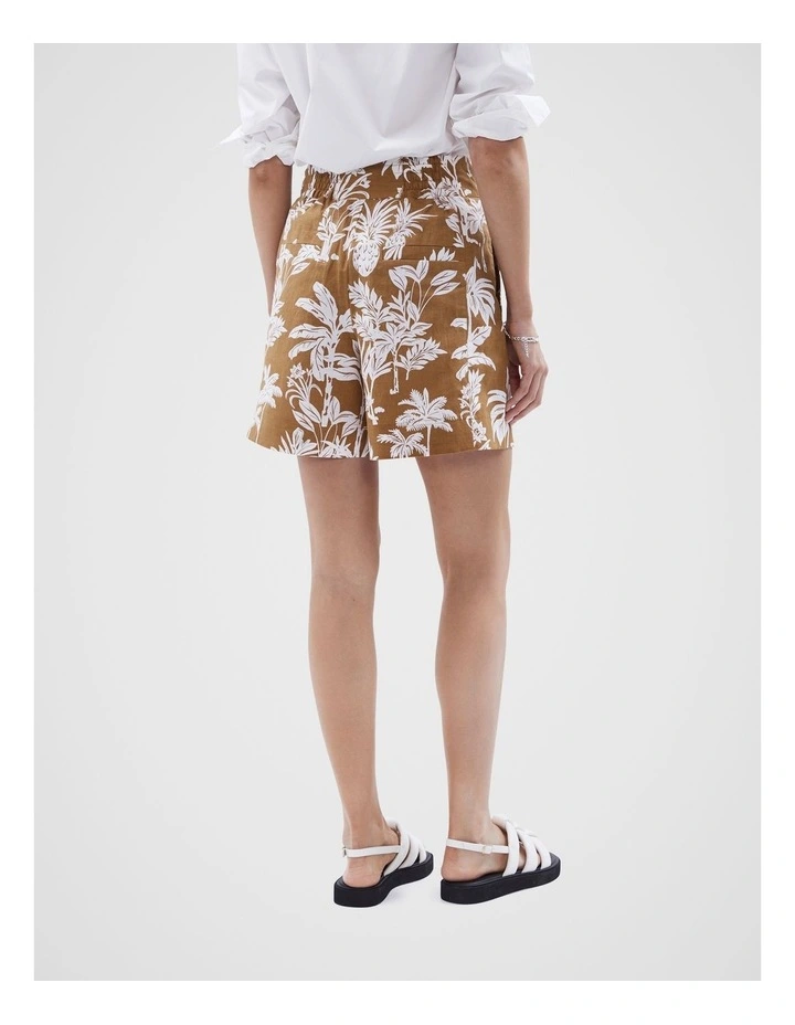 Linen Palm Print Shorts in Multi image 2