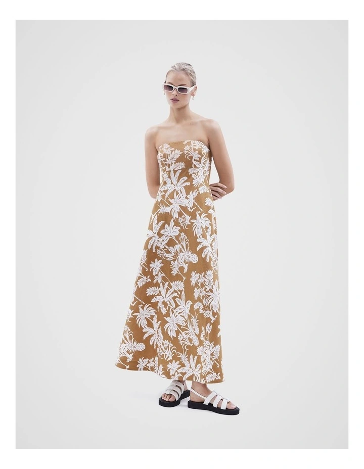 Strapless Linen Maxi Dress in Assorted image 2