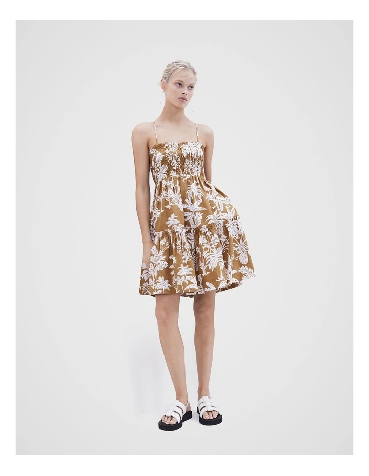 Linen Shirred Dress in Assorted image 2
