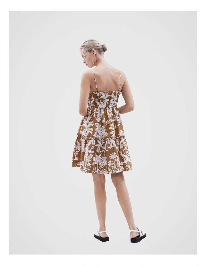 Linen Shirred Dress in Assorted image 3